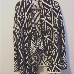 Black and White Draped Cardigan Sweater